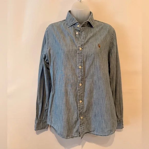 Ralph Lauren Blue Chambray Button-Down Shirt - Picture 1 of 3